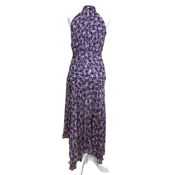 Veronica Beard Floral Silk Leia Dress Halter Asymmetrical Pink Blue Women Size 4 - Picture 4 of 12